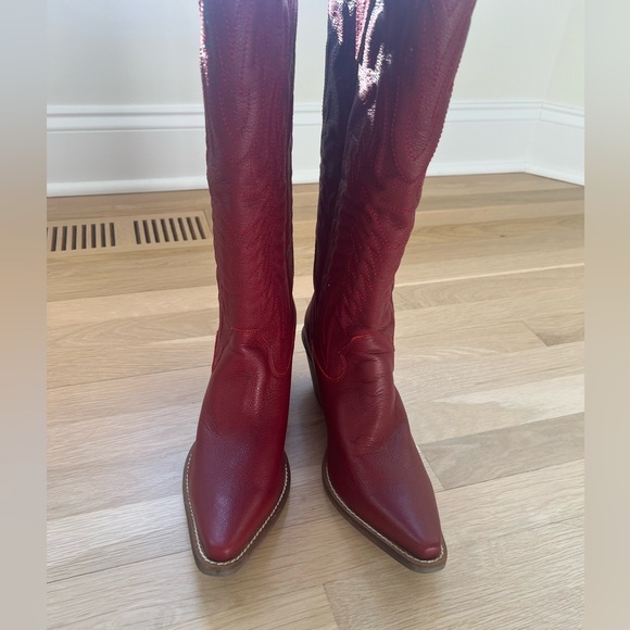 Dingo Womens Raisin Kane Embroidered Snip Toe Casual Boots Mid Heel 2-3" 9.5 - Picture 2 of 6